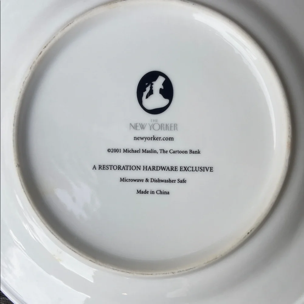 2001 Restoration Hardware New Yorker Santa Cartoon Plates Set (4)